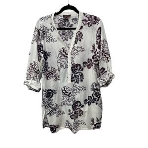 For Cynthia Beach Wear Cover Up Plus 1X Embroidered Cotton Floral Pool Resort‎